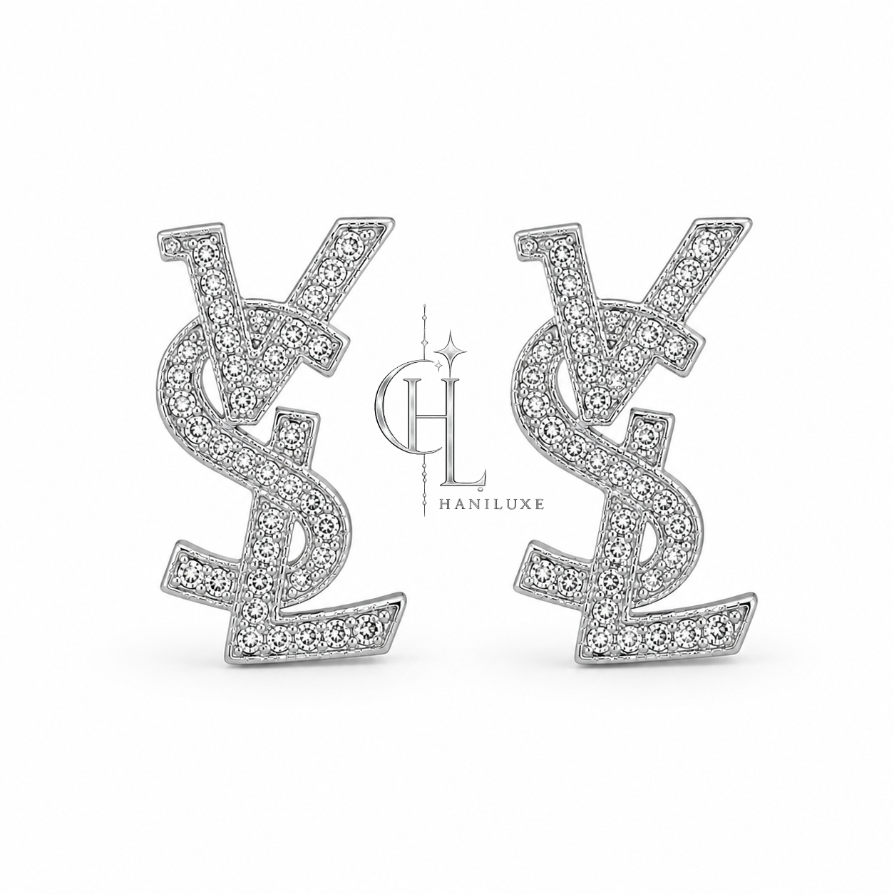 گوشواره میخی نگینی طرح YSL