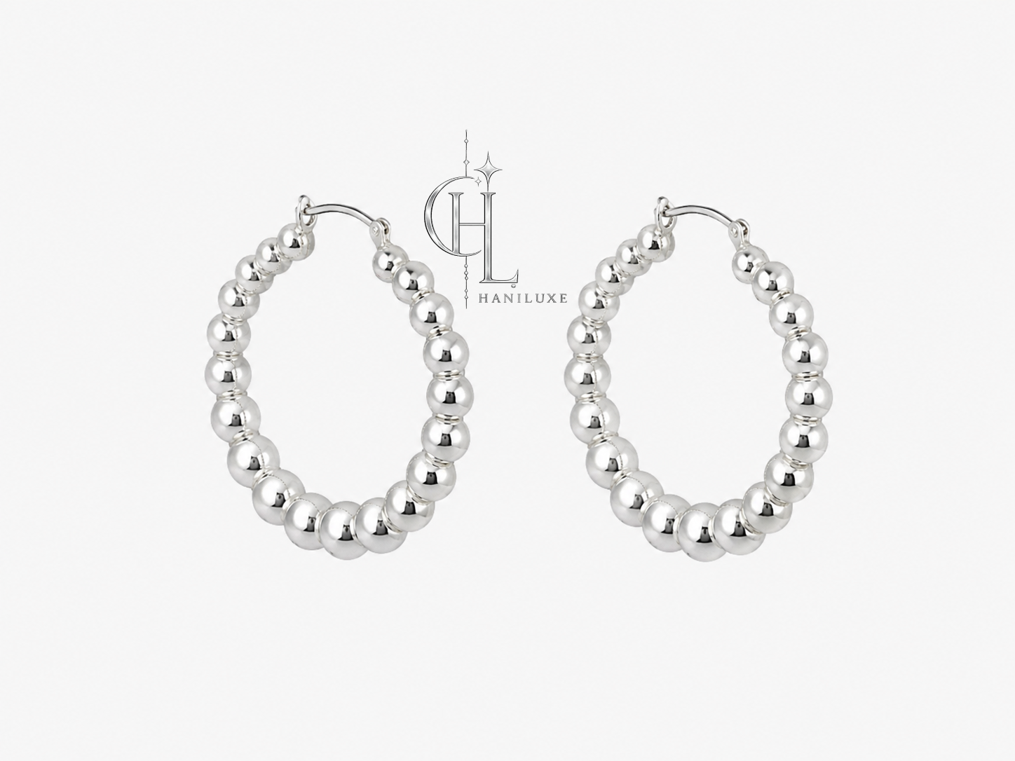 گوشواره حلقه ای مدل گوی استیل آبکاری نقره