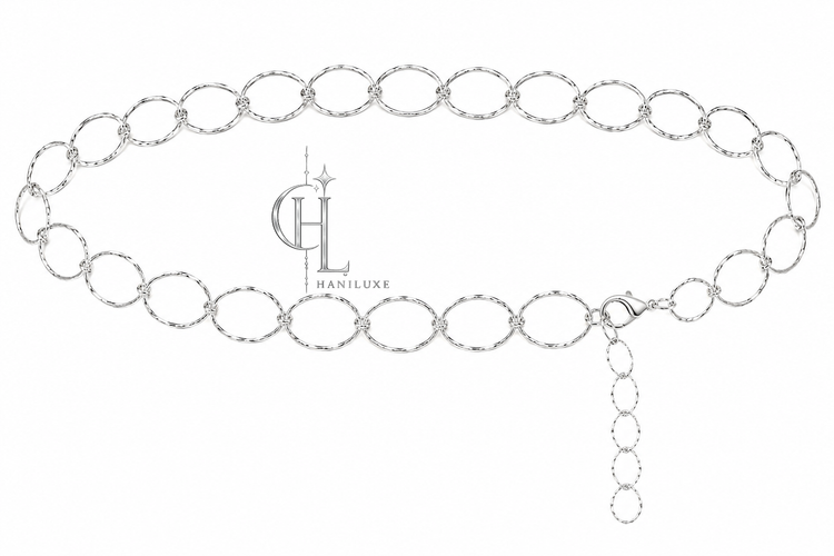 زنجیر بدن استیل حلقه ای ساده و آویز دریایی برند S steel | رنگ ثابت و ضد حساسیت