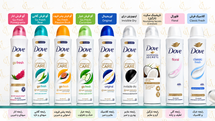 اسپری ضد تعریق داو DOVE اصلی UK | رایحه های مختلف و خوشبو