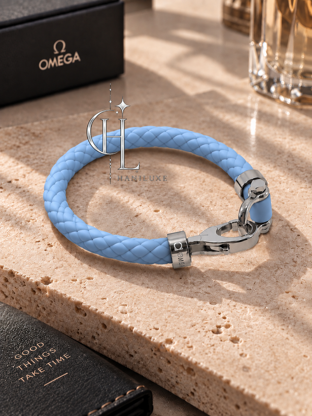 دستبند مدل امگا OMEGA بند سیلیکون با مدل قفل اصلی استیل