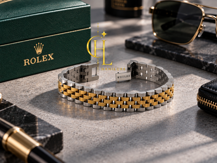 دستبند رولکس برند S steel رنگ ثابت و ضد حساسیت با حک Rolex