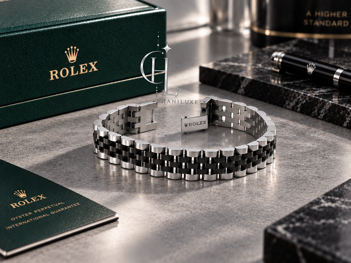 دستبند رولکس برند S steel رنگ ثابت و ضد حساسیت با حک Rolex